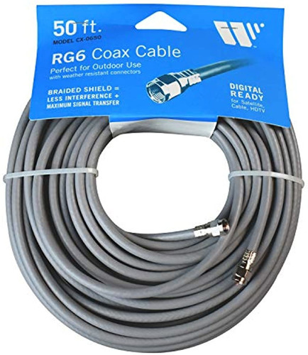 Winegard Cx-0650 50' Rg-6 Cable/conector Con Junta Torica  