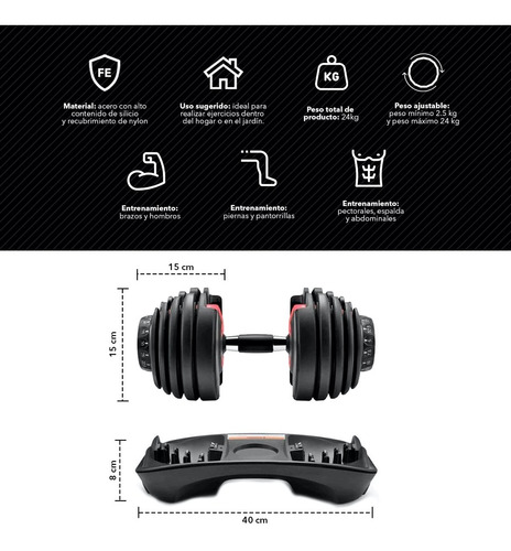 Mancuerna Ajustable Automática 24 Kg