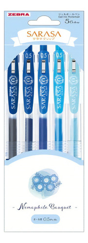 Set 5 Lápices Zebra Sarasa Clip 0.5mm Flower Bouquet Color de la tinta Azules