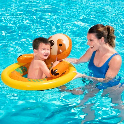 Flotador Asiento Inflable Salvavidas Bebe Animal Bestway Color Amarillo