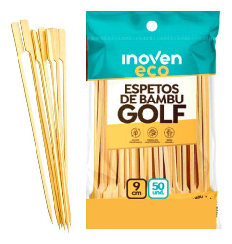 Espeto Bambu Natural Golf 9cm Lanche Hamburger Gourmet 500un