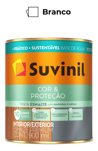 Esmalte Cor & Proteção Base Água Branco Fosco 0,9l Suvinil