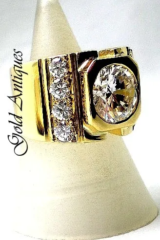 Anillo De Oro 18 Kt Y Zafiros Blancos