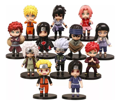 Kit Com 12 Bonecos Naruto Action Figure Sasuke Itachi Jiraya