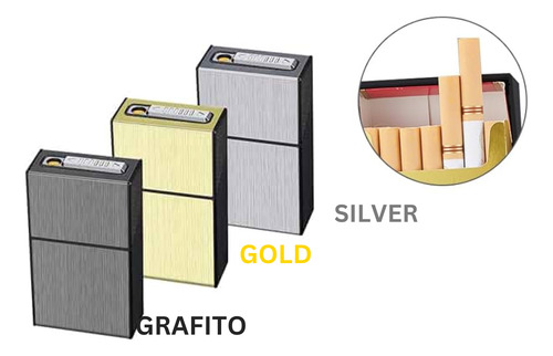 Cigarrera Porta Cigarro Con Encendedor Electronico Usb Grafito