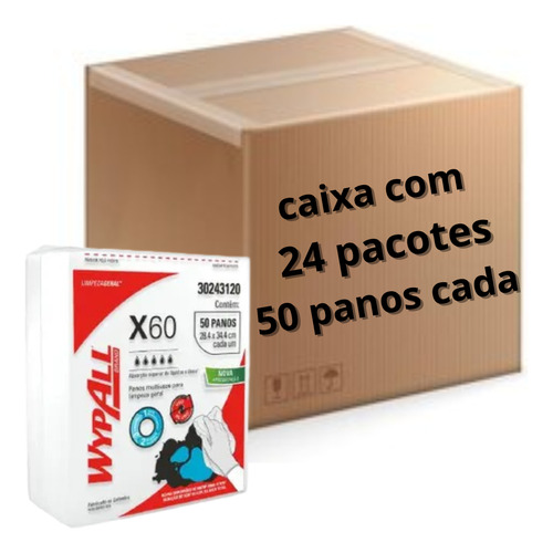 Caixa 24x50 Panos De Limpeza Reutilizavel Wypall X60 28x34cm
