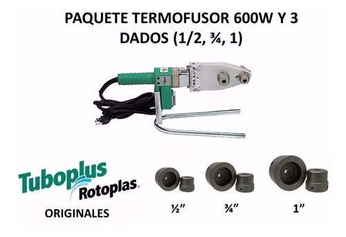 Paquete Termofusor 600w Dado 1/2, 3/4,1, Tuboplus