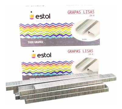 Grapas Lisas Estol 5000 Unidades 26/6  Por 2 Cajas