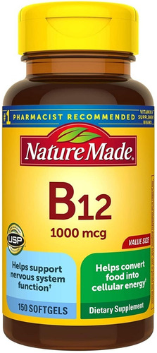 Vitamina B12 Nature-made 1000 Mcg 150 Capsulas Blandas Sabor Neutro