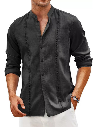 Camisa Casual De Lino Para Hombre Guayabera Cubana 2024