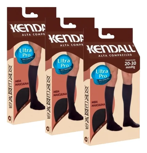 Kit 3 Meias Masculina De Alta Compressão 3/4 Marca Kendall