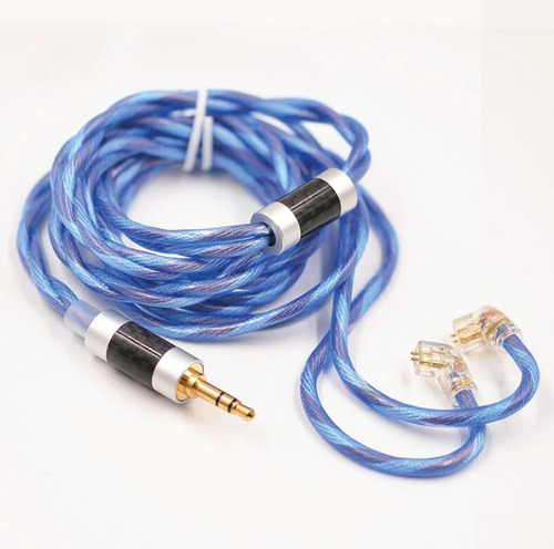 Imagen 1 de 10 de Cable Auriculares Kz Blue Silver 498-core Super Reforzado 