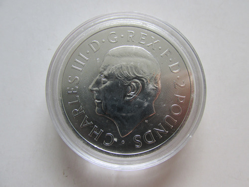 Moneda Inglaterra 2 Libras 1 Onza Plata Rey Carlos Iii Unc (Usado)