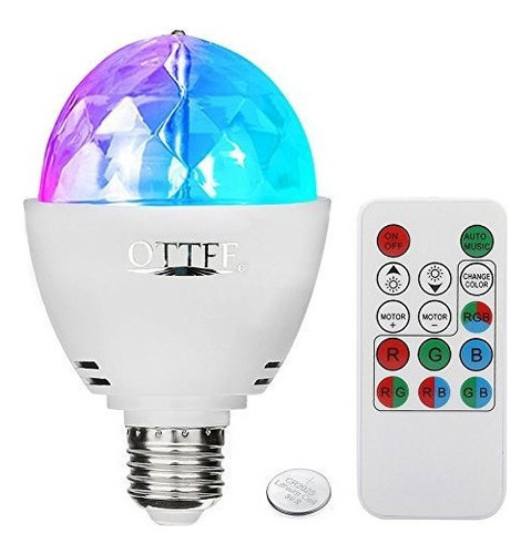 Ottff 3w E27 Disco Bola Lampara Rgb Rotacion Led Sonido Luce