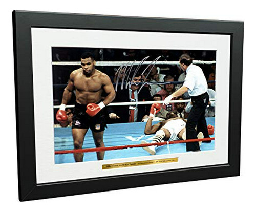 Fotografía Firmada Tyson Vs Spinks '91, Marco Regalo Boxeo