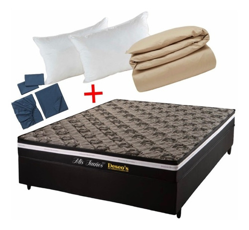 Sommier Misueño Ortopedic 2pzas +almohadas+sabanas+acolchado