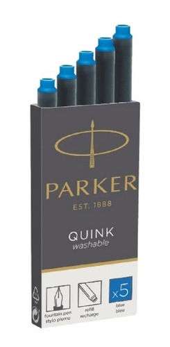 Cartuchos Quink  Parker Standard X 5 Unid. Color Azul