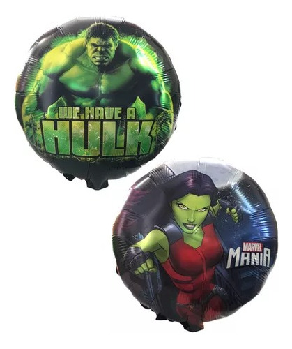 Globo Redondo Hulk Y She Hulk Metalizado 45cm X1 Unidad