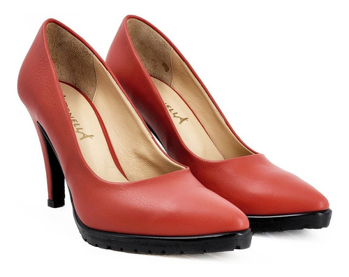 Zapatos De Mujer Stilettos Cuero Rojo Modelo Ferraro 22-75