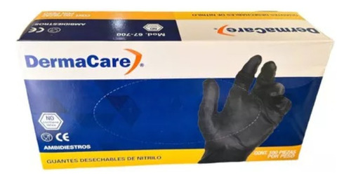 Guante Nitrilo Negro, Caja 100 Piezas, Dermacare Color Negro