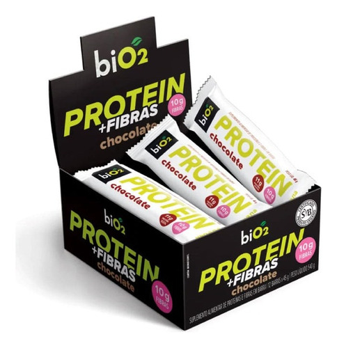 Barra Protein +fibras Vegana Chocolate Bio2 Cx 12un 45g