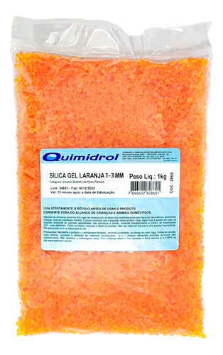 Sílica Gel Laranja Desumidificante 1-3mm 1kg - Kit C/5un