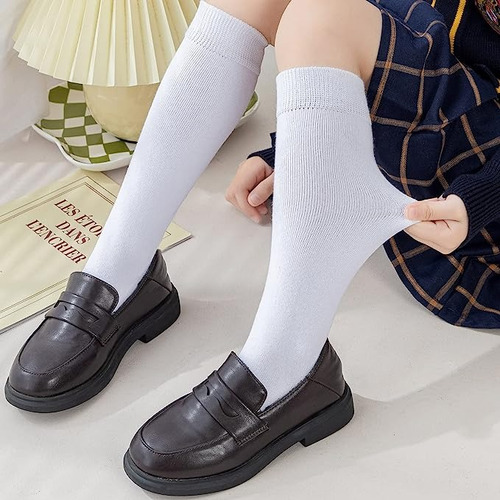 Imagen 6 de 7 de Calceta Escolar Camila Niña Algodón Alta Calidad 6 Pares