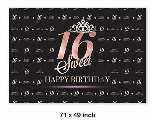 Decoraciones De Telón De Fondo De Feliz Cumpleaños Número 16