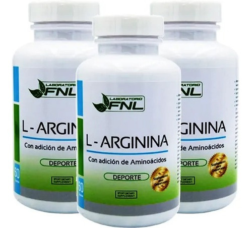 L- Arginina Fnl 3 Frascos 180 Caps. Disf. Erectil Fitness 
