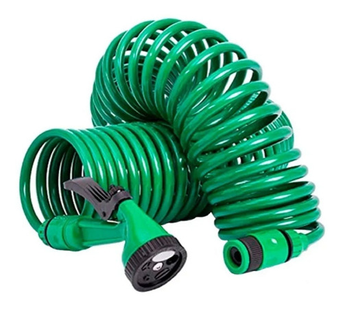 Manguera Espiral Expandible Hogar Casa Jardin 15 Mts Color Verde