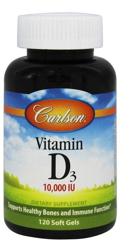 Vitamina D3 da Carlson Labs, 10.000 UI, 120 cápsulas moles, sabor N/a