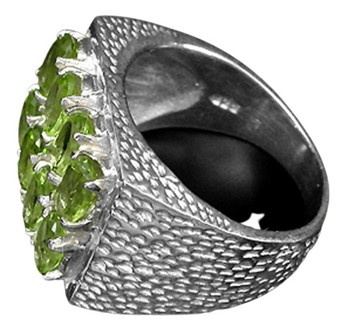 18mm Espectacular Anillo De Plata 925 Con Peridotos 10,5 Grs