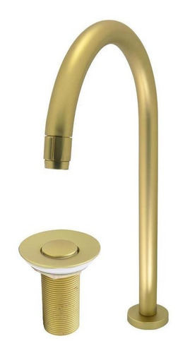 Kit Torneira Banheiro Bancada Dourado Luxo + 1 Válvula Click