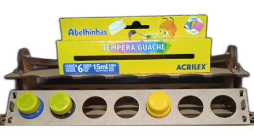 Suporte Tinta Guache E Pincel Em Mdf Com 2 Porta Pincel