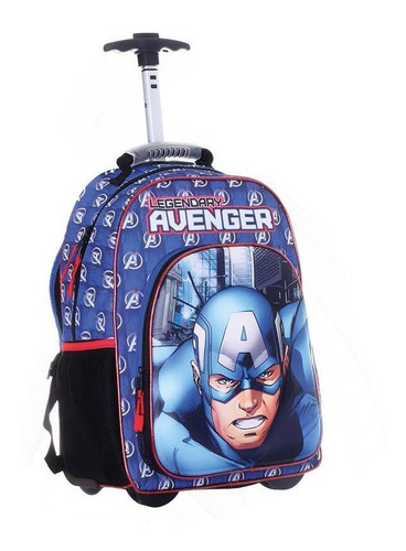 Imagen 1 de 1 de Morral Grande Con Ruedas 3d Capitan America