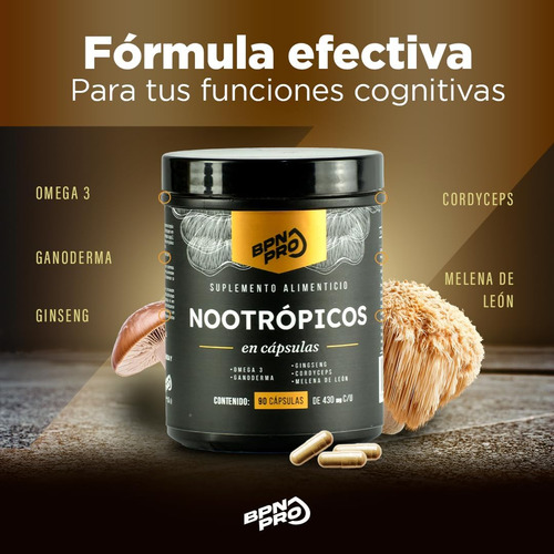 Nootrópicos Con Melena De León Omega Ganoderma Y Cordyceps
