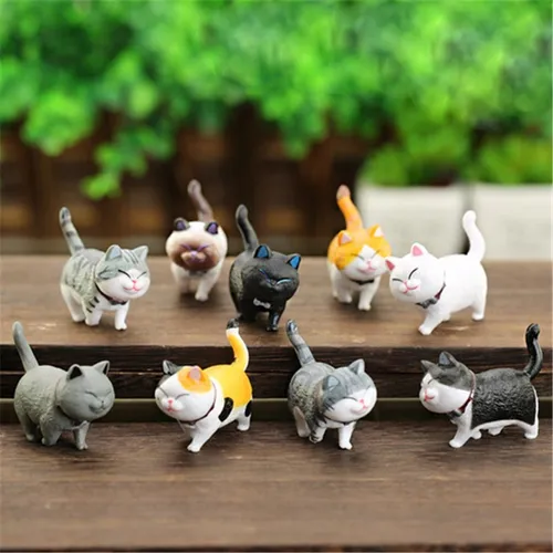 A 9 Piezas De Pvc Gatos Figurines Escritorio Mesa Gatito