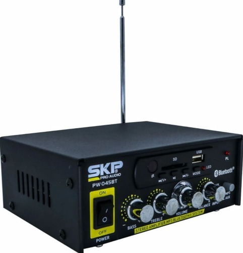 Amplificador Usb Receiver Bluetooth Pw-045bt 2 Canais Skp