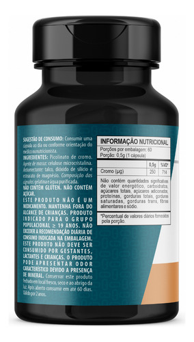 Picolinato De Cromo 60 Cápsulas Nutrasix