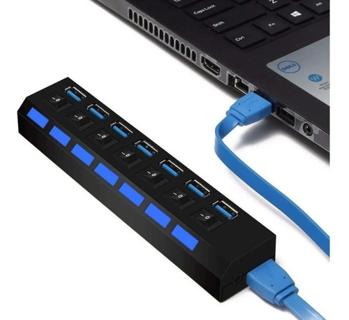 Hub Multipuertos Usb 3.0  - 7 Puertos Con Interruptor 