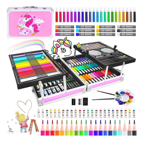 Set De Arte Lápices Marcadores Dibujo Colores Kit 145pcs