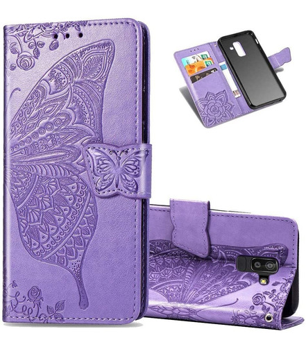 Funda Para Galaxy A6 Plus, Violeta/billetera/cuero/soporte