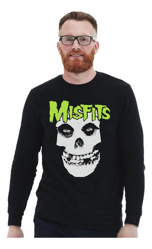 Polera Ml Misfits Cara Logo Verde Punk Impresión Directa