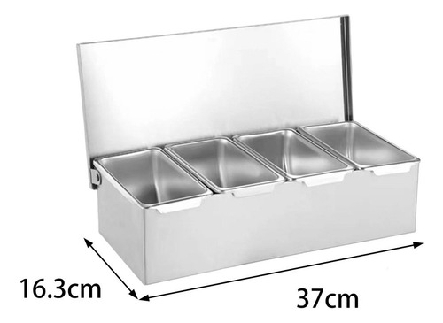 Caja De Condimentos De Acero Inoxidable, Caja De 4 Rejillas