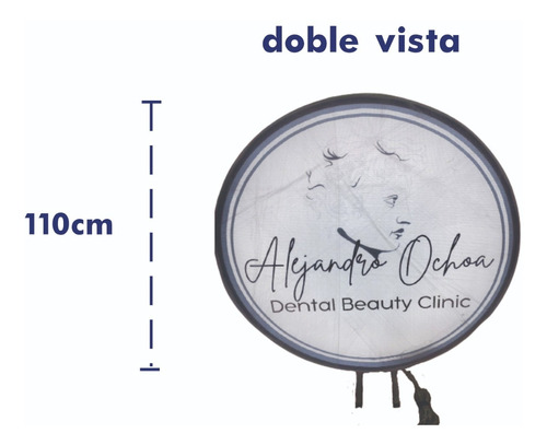 Anuncio Luminoso Circular 1 Metro Led Doble Cara Caja De Luz