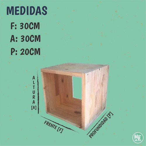 Imagen 2 de 2 de Cubo Estante Madera Flotrante 30x30x20 X3 Unidades - Full