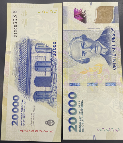 Billete 20 Mil Pesos Capicúa Sin Circular