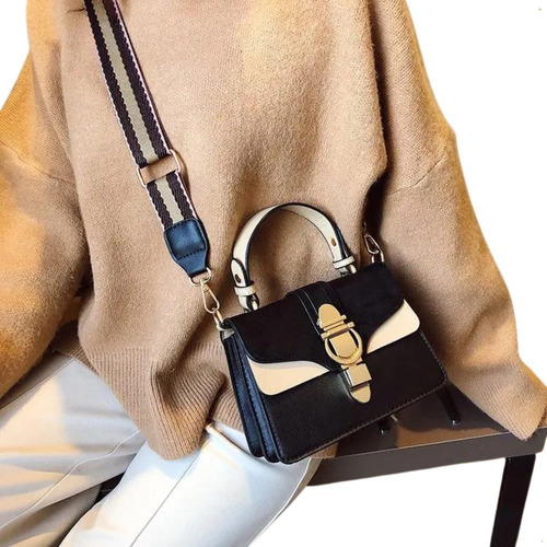 Mini Bags Carteras De Mujer Elegante Cartera Noche Felpa Acabado De Los Herrajes Oro Color Negro Con Negro Diseño De La Tela Liso
