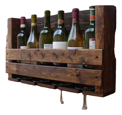 Cantinera Mini Bar Cava Vinos Botellas Copas Madera Pared 