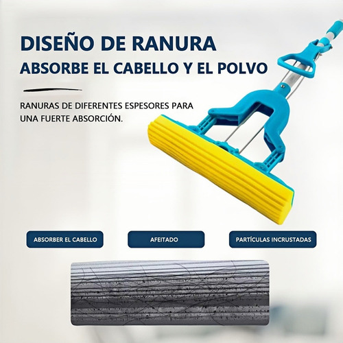 Fregona De Esponja Súper Absorbente Con Mango Telescópico Rosa